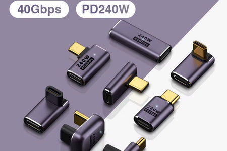 USB 4.0 PD 240W 8K 60Hz Charger Connector for Macbook 40Gbps High Speed USB C OTG U-Shape Straight Angle Male to Female Adapter