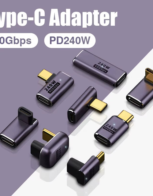 Load image into Gallery viewer, USB 4.0 PD 240W 8K 60Hz Charger Connector for Macbook 40Gbps High Speed USB C OTG U-Shape Straight Angle Male to Female Adapter
