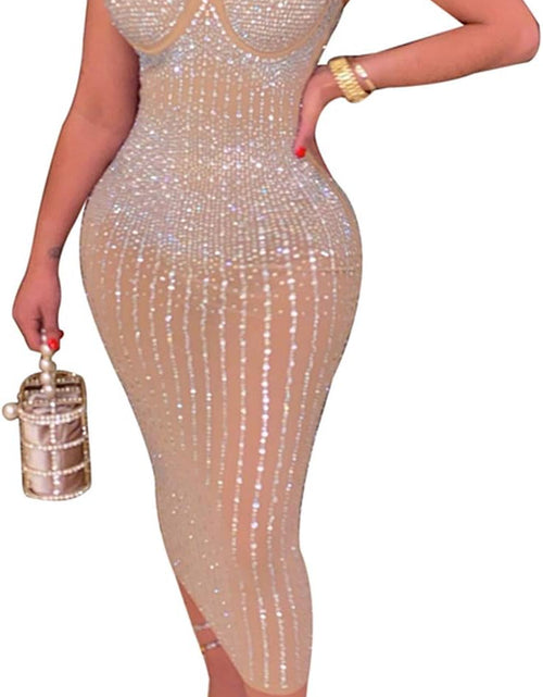Load image into Gallery viewer, Women Long Sleeve Birthday Dresses Sexy Hot Diamond Process Sexy Dress Party Club Night Dress
