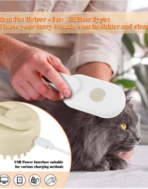 Load image into Gallery viewer, Cepillo De Vapor Para Gatos Autolimpiante 3 En 1 Actualizado: Cepillo Cálido Autolimpiante Para Gatos Con Cobertizo De Masaje Para Perros Y Gatos
