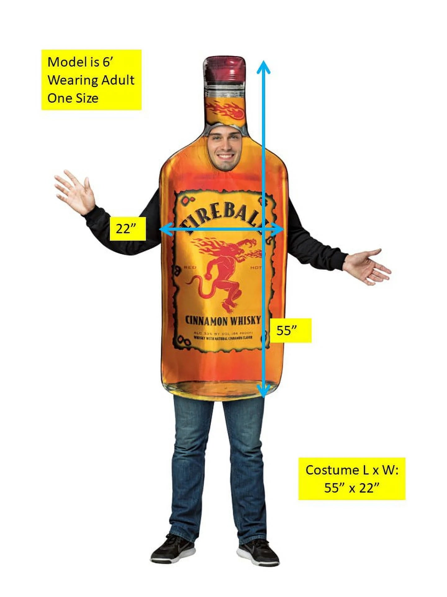 Fireball Botella Disfraz De Halloween Para Hombre Y Mujer Adulto Talla Única, Naranja