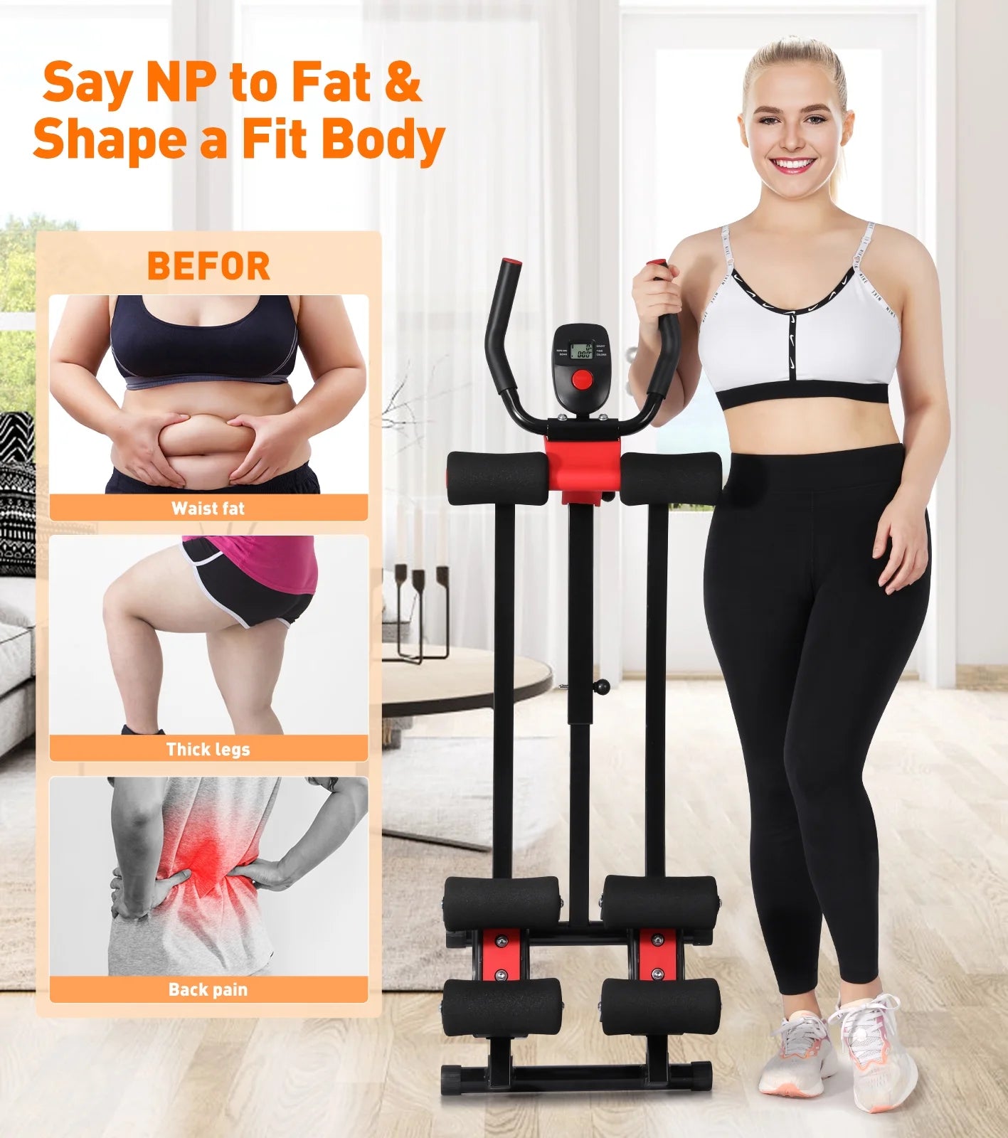 Máquina Fitness Abs, 4 Niveles De Resistencia Ajustables Equipo De Entrenamiento Abs Para Gimnasio En Casa, Entrenador Abs Ajustable En Altura, Equipo De Fitness Plegable. Capacidad De Peso De 440 Libras