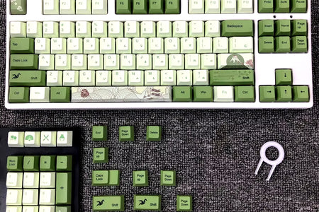 127 Keys Cherry Profile Matcha Green PBT Keycaps Mechanical Keyboard Dye-Subbed Mountain Forest Custom DIY Mx Switch Keycap