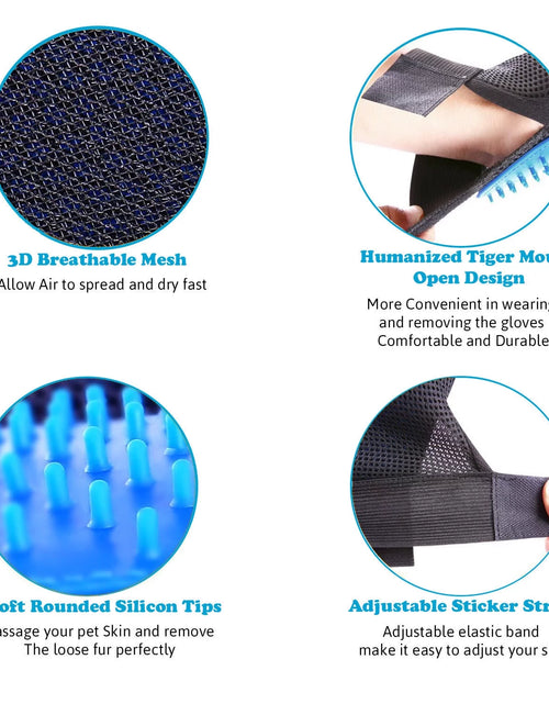 Load image into Gallery viewer, Manoplas De Aseo Para Mascotas Cepillo Removedor De Pelo De Perro Gato Manopla Masaje Desprendimiento 1 Par Azul
