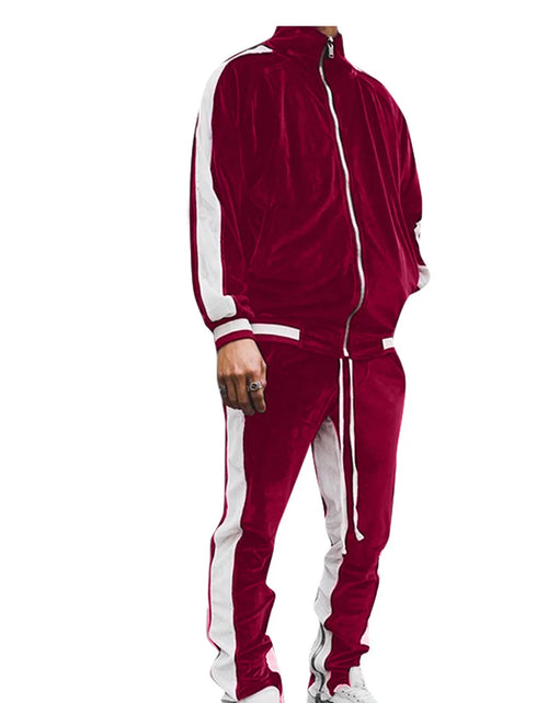 Load image into Gallery viewer, Conjunto Deportivo De Terciopelo Para Hombre, Conjunto Deportivo De Terciopelo Para Hombre 2023 2 Piezas Chaqueta De Invierno Cálida Con Zíper Completa Pantalones Deportivos Ropa Deportiva Conjunto Deportivo
