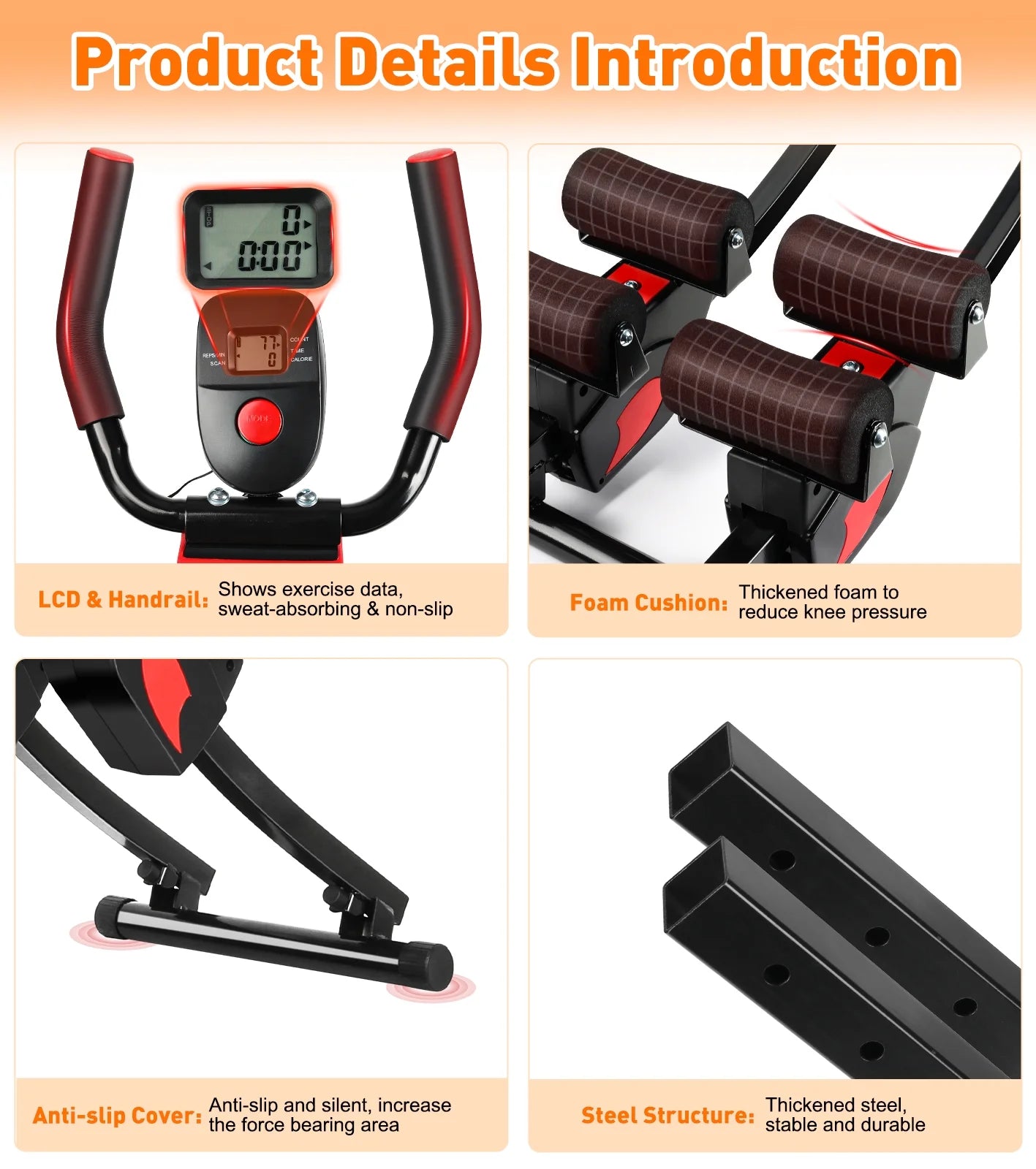 Máquina Fitness Abs, 4 Niveles De Resistencia Ajustables Equipo De Entrenamiento Abs Para Gimnasio En Casa, Entrenador Abs Ajustable En Altura, Equipo De Fitness Plegable. Capacidad De Peso De 440 Libras