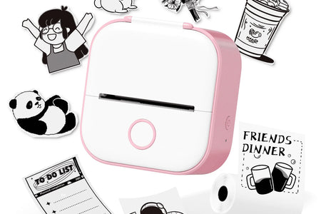 T02 Máquina Portátil Para Hacer Etiquetas, Mini Impresora De Stickers, Máquina Para Hacer Etiquetas Sin Tinta Con Bluetooth, Impresora Móvil Para Notas De Estudio, Regalo Para Niños, Fotos, Diarios, Tareas (Rosa)