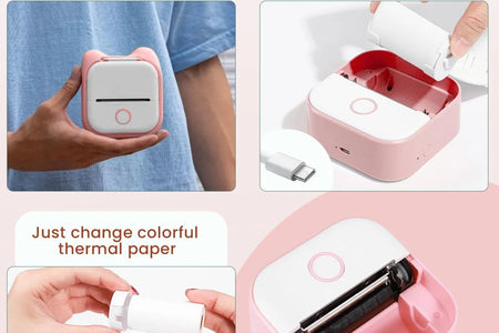 T02 Máquina Portátil Para Hacer Etiquetas, Mini Impresora De Stickers, Máquina Para Hacer Etiquetas Sin Tinta Con Bluetooth, Impresora Móvil Para Notas De Estudio, Regalo Para Niños, Fotos, Diarios, Tareas (Rosa)