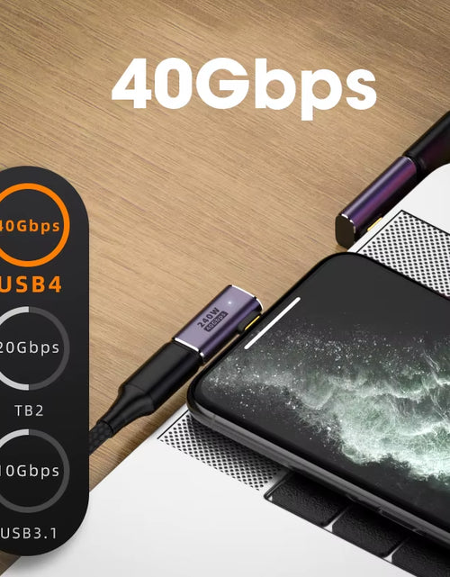 Load image into Gallery viewer, USB 4.0 PD 240W 8K 60Hz Charger Connector for Macbook 40Gbps High Speed USB C OTG U-Shape Straight Angle Male to Female Adapter
