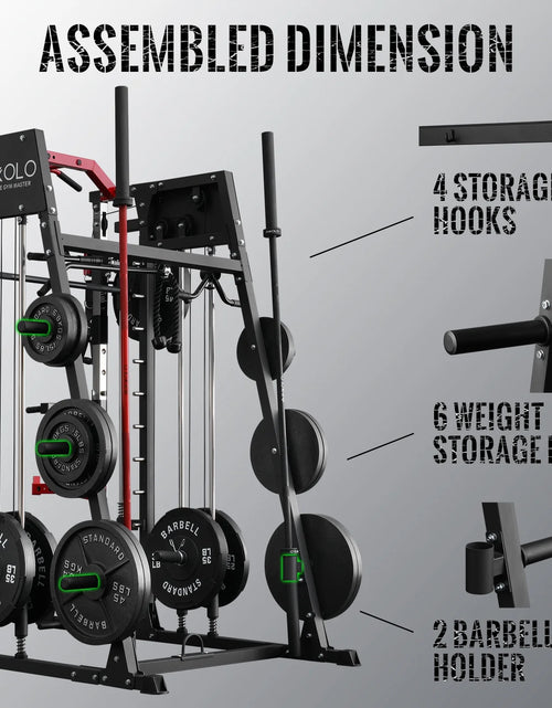 Load image into Gallery viewer, Smith Machine Home Gym, 2200 Lbs Power Rack Cage with Cable Crossover, Weight Bar, 360° Landmine, Barbell Holders and Other Attachments, Total Body Strength Training Cage
