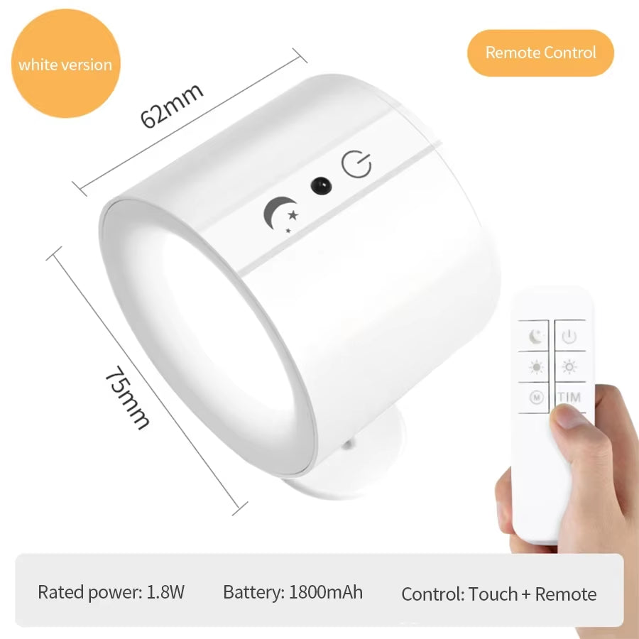 GlowFlex Touch Wall Lamp – Dual Head LED Light with Remote, 360° Rotation & USB Rechargeable Design