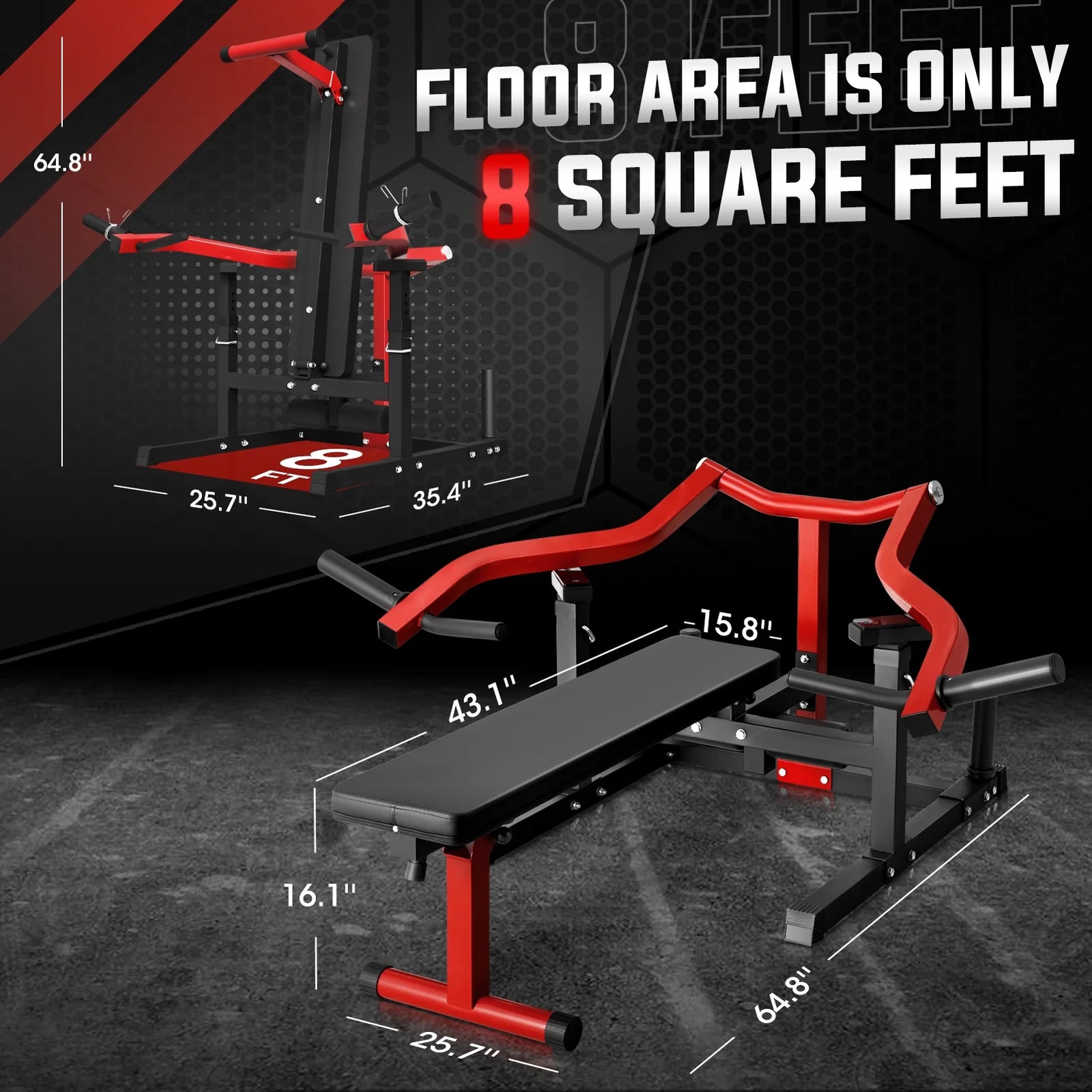 Máquina De Prensa De Pecho, Capacidad De 1250 Lbs Con Brazos Convergentes Independientes, Banco De Fitness Ajustable De Inclinación Plana Para Gimnasio En Casa