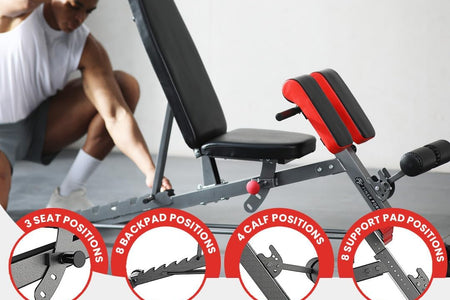 Multi-Functional FID Weight Bench for Full All-In-One Body Workout – Hyper Back Extension, Roman Chair, Adjustable Ab Sit up Bench, Incline Decline Bench, Flat Bench