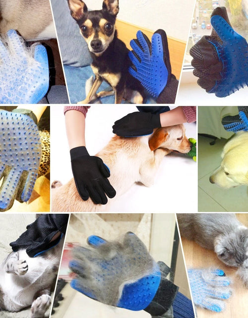 Load image into Gallery viewer, Manoplas De Aseo Para Mascotas Cepillo Removedor De Pelo De Perro Gato Manopla Masaje Desprendimiento 1 Par Azul
