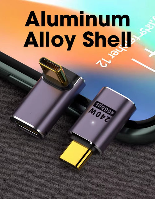 Load image into Gallery viewer, USB 4.0 PD 240W 8K 60Hz Charger Connector for Macbook 40Gbps High Speed USB C OTG U-Shape Straight Angle Male to Female Adapter
