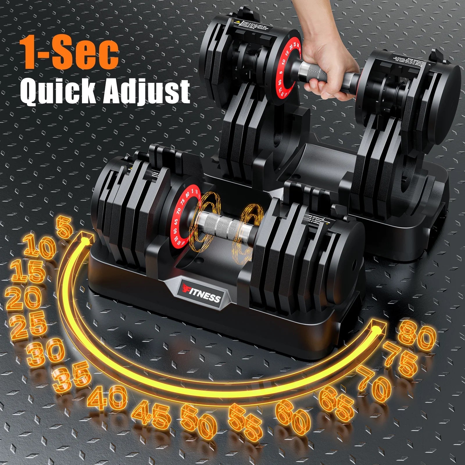 Juego De Mancuernas Ajustables De 160LB (80Lbs*2), 16 En 1 De Selección Rápida, Pesas Ajustables De 5-80Lbs Para Entrenamiento En Casa De Cuerpo Completo