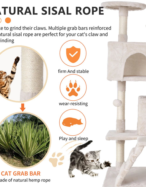 Load image into Gallery viewer, Torre De Juego De 54 Pulgadas Con Doble Condominio Cat Tree Con Poste Rascador Y Percha Para Interiores, Beige
