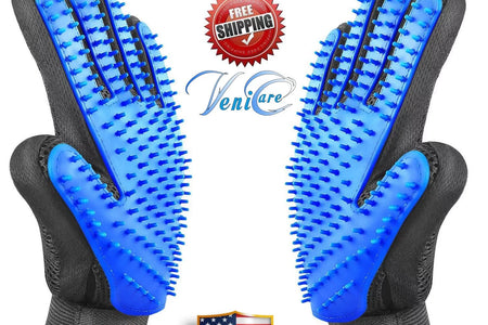 Manoplas De Aseo Para Mascotas Cepillo Removedor De Pelo De Perro Gato Manopla Masaje Desprendimiento 1 Par Azul