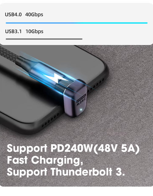 Load image into Gallery viewer, USB 4.0 PD 240W 8K 60Hz Charger Connector for Macbook 40Gbps High Speed USB C OTG U-Shape Straight Angle Male to Female Adapter
