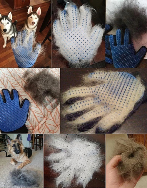 Load image into Gallery viewer, Manoplas De Aseo Para Mascotas Cepillo Removedor De Pelo De Perro Gato Manopla Masaje Desprendimiento 1 Par Azul
