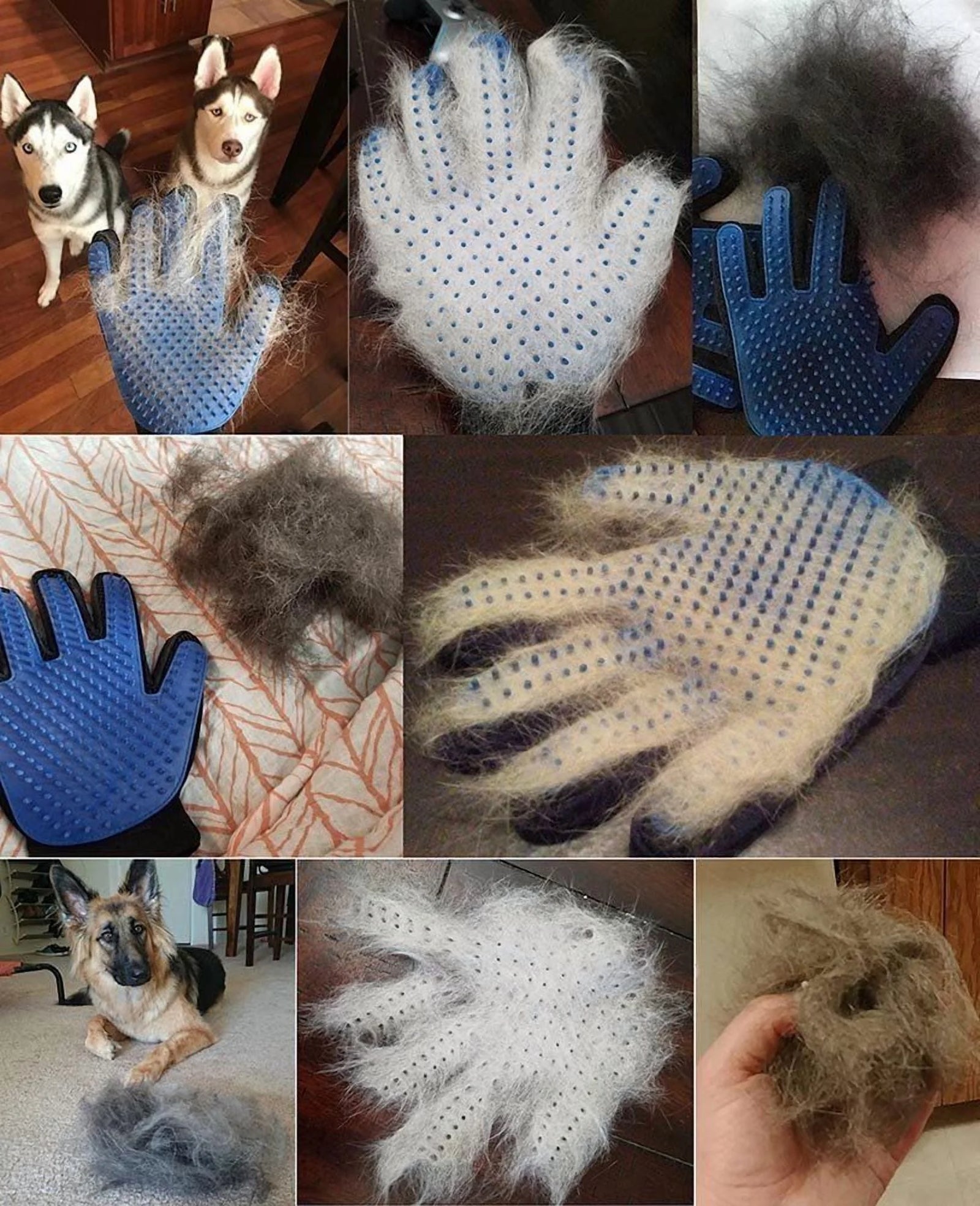 Manoplas De Aseo Para Mascotas Cepillo Removedor De Pelo De Perro Gato Manopla Masaje Desprendimiento 1 Par Azul