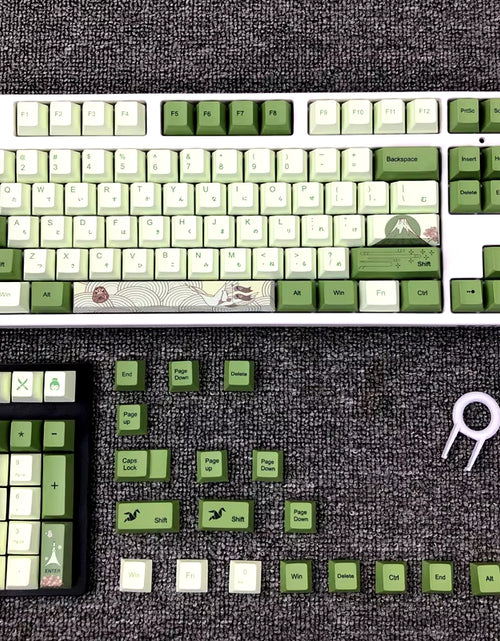 Load image into Gallery viewer, 127 Keys Cherry Profile Matcha Green PBT Keycaps Mechanical Keyboard Dye-Subbed Mountain Forest Custom DIY Mx Switch Keycap
