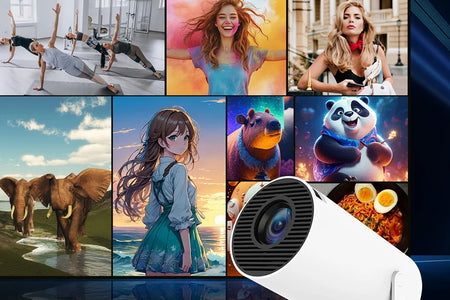 Mini HY300 Projector with Android 12 2GB RAM 16GB ROM WIFI 6, Max 4K, Bluetooth Video Projectors